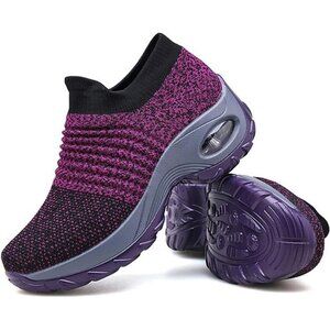 Women's Walking Shoes Sock Sneakers - Mesh Slip On Air Cushion Lady Girls